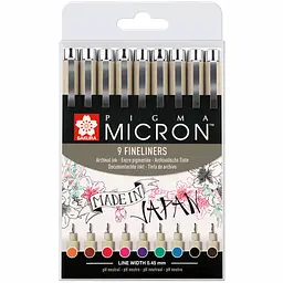 Набір лінерів Sakura PIGMA MICRON 9 шт., різнокольорові
