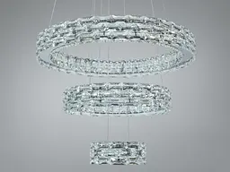 Підвісна LED-люстра Diasha 7896/600+400+200CH з трьома кришталевими кільцями, пультом, 70 W, CH, 59 см, 12-20m2 - мініатюра 5