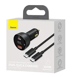 Автозарядний + кабель 100W Baseus Superme Digital PPS DUAL USB-A + USB-C QC 5.0 (TZCCZX-01) - мініатюра 4