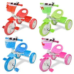 Триколісний велосипед Best trike колеса 10'' та 8'', два кошика, дзвіночок, 4 кольори - мініатюра 2