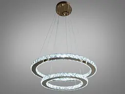 Люстра стельова LED Diasha 7206-8W/580+400G Кришталеві кільця, 65W, золото, сучасний стиль, регулювання висоти, пульт ДУ - мініатюра 3