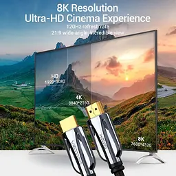 Кабель Vention HDMI-HDMI V 2.1 1.5 м (AALBG) - мініатюра 3