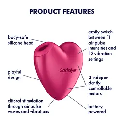 Стимулятор Satisfyer Cutie Heart Battery Series Вакуумний -серце з вібрацією - мініатюра 5
