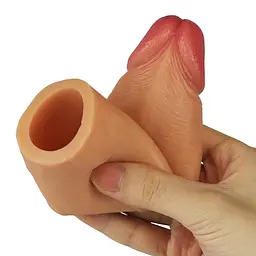 Силіконова насадка для фалоса Lovetoy Revolutionary Silicone Nature Extender Flesh, Add 1, +2.5 см (тілесний) - мініатюра 5
