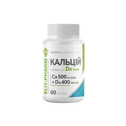 Кальцій Elit-Pharm D3 Плюс 500 для підтримки кісток і суглобів 60 таблеток