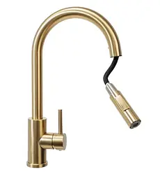 Змішувач для кухні з витяжним виливом Rea Fresh brushed gold (REA-B9148) золотий - матовий - мініатюра 3