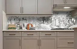 Вініловий кухонний фартух Намальована Вулиця наклейка для кухні ПВХ Архітектура Сірий Happy Pocket Z181715 - мініатюра 4