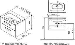 Тумба під умивальник Ravak SD 700 Chrome II Білий X000000920 - мініатюра 2