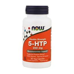 Амінокислота Now Foods 5-HTP (гідроксітріптофан), 200 мг, Подвійна Сила, 60 гелевих (NOW-00108)