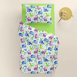 Дитяча постільна білизна в ліжечко DINO CS7, бірюзовий (DinoVioletBlueGreen_DropSalad_140) - мініатюра 2