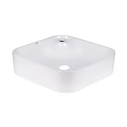 Умивальник Qtap Stork накладний квадратний 430x430x120 мм White + донний клапан PU02, Білий - мініатюра 4