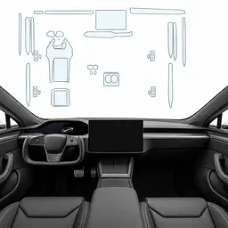 Набір Плівок захисних для салону Tesla Model S 2021- TPH (Кансолі Дисплея Ручок)