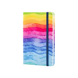Книга записна Optima Rainbow А5, тверда текстильна обкладинка, гумка, блок у клітинку (O27190-04)