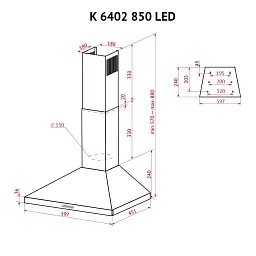 Витяжка купольна PERFELLI K 6402 BL 850 LED - мініатюра 11