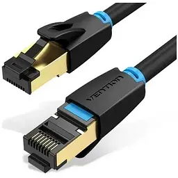 Патч-корд 0.5м, S/FTP cat 8 RJ-45 black Vention (IKABD)