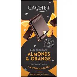 Шоколад Cachet чорний 57% з мигдалем та апельсином 100 г