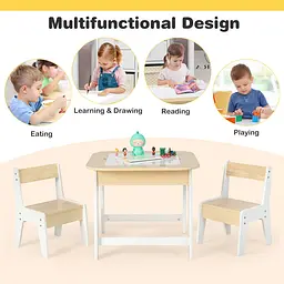 Комплект дитячих меблів Costway Kids Set 2-in-1 Desk стіл та 2 стільці з двосторонньою стільницею-дошкою - мініатюра 10