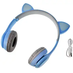 Бездротові дитячі навушники Bluetooth з вушками, LED-підсвітка, яскравий дизайн - мініатюра 2