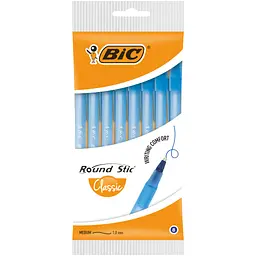 Ручка масляна Bic Round Stic, синя, 8шт в блістері (bc928497)