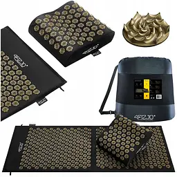 Килимок акупунктурний 4FIZJO Eco Mat XL Аплікатор Кузнєцова з подушкою 110 x 42 см 4FJ0383 Black/Gold (P-5907739313843) - мініатюра 2