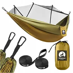 Гамак туристичний Mountain Goat 270 x 140 см з москітною сіткою, одномісний, підвісний Olive (P-5905973403153) - мініатюра 2