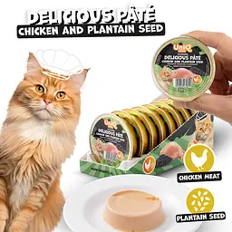 Смачний паштет UNIQ PETS CAT WET FOOD DELICIOUS з куркою та насінням подорожника, 30 г - мініатюра 2