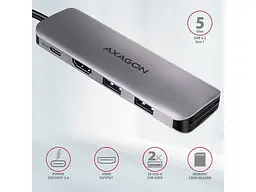 Мультипортовий адаптер AXAGON SuperSpeed Combo 5in1 Grey (HMC-5) - мініатюра 3