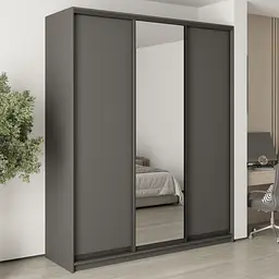 Шафа-купе тридверна MebelStar Стандарт BG 2ДСП/Дзеркало 200x45x240 см Антрацит (MBS-8666)