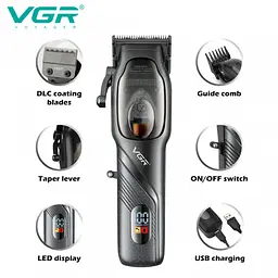 Акумуляторна машинка для стрижки, машинка для бороди VGR V-269 - мініатюра 3