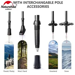 Трекінгові палиці телескопічні Naturehike 135 см - чорні (NH20DS003) - мініатюра 5