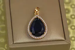 Кулон Xuping Jewelry крапля з синім фіанітом у обідку 2.4 см золотистий