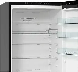 Холодильник Gorenje з нижн. мороз. камерою, 203х66х60см, 2 двері, 257(121)л, А+, NF+, Зона св-ті, Інвертор, Внутр. Дисп, Wi-Fi, Чорний - мініатюра 4
