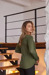 Лонгслів для вагітних зі зручним секретом для годування Avila S Lullababe Оливковий - мініатюра 2