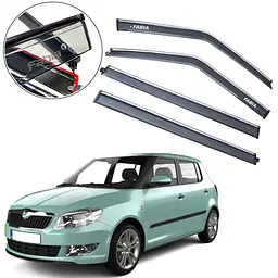 Дефлектори вікон вітровики для Skoda Fabia 2007-2014 Хетчбек 3D молдинг нержавіюча сталь (Benke)