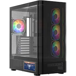 Корпус Modecom VOLCANO AQ400 ARGB MIDI SIDE LCD 6,2”, 4x120mm fans ЧОРНИЙ без Блок живлення ATX