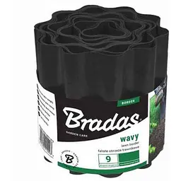 Бордюр газонний BRADAS пластик хвилястий 9мх20см чорний, OBFBK 0920