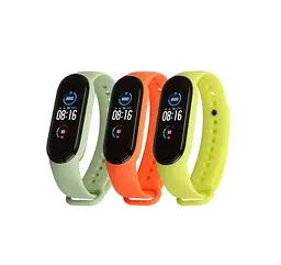Комплект силіконових ремінців для фітнес браслетів Xiaomi Mi Band 5/6/7, Silicone, neon check, зі зручною застібкою, на фітнес трекер та смарт годинник, ArmorStandart (ARM57626)