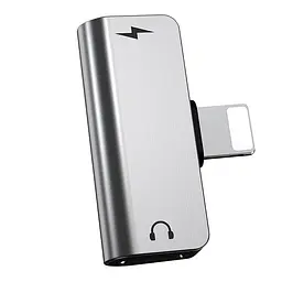 Перехідник Hoco LS24 Lightning to lightning audio/lightning Сталевий - мініатюра 2