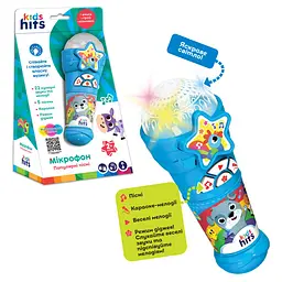 Музичний мікрофон Kids Hits з LED-підсвічуванням та звуковими ефектами, синій (KH16/003)