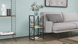 Етажерка 3/34 Ferrum-decor Серії Коннект 73x34x28 чорний ДСП Дуб Сонома 16мм (FRD-104292) - мініатюра 2