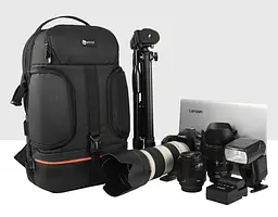 Фоторюкзак універсальний Canon + 15,6" відділ для ноутбука Чорний з помаранчевим (IBF028BJ) - мініатюра 5