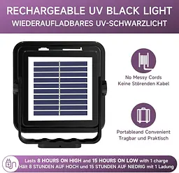 Black Light Spotlight 60 Вт, WINNIW 120 LED УФ-лампа з чорним світлом, що перезаряджається ультрафіолетове світло для вечірки - мініатюра 4