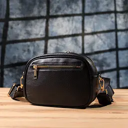 Компактна стьобана сумка для жінок з натуральної шкіри Vintage 22894 чорна - мініатюра 10