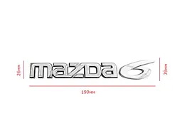 Емблема напис Mazda 6 Хром 190х26х39 мм (на скотчі) - мініатюра 2