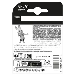 Батарейка Duracell N 1.5V лужна, LR1/E90/4001/AM5/MN9100 2 шт. в упаковці (5007465) - мініатюра 3