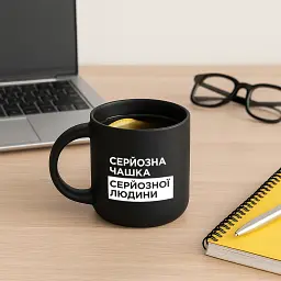 Чашка «Серйозна» чорна - мініатюра 5