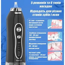 Іригатор pOfloss HF-6 портативний бездротовий зубний для брекетів носа 8 насадок - мініатюра 8