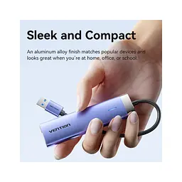 Концентратор Vention USB 3.0 to USB 3.0x3/RJ45/Type-C Hub Blue Aluminum Alloy 5-in-1 (TGFSB) - мініатюра 3