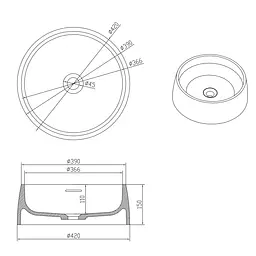 Раковина Volle Solid surface ø420 13-40-468, Білий - мініатюра 2