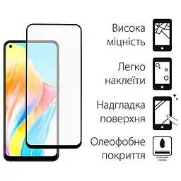 Скло захисне Dengos Full Glue Oppo A78 4G (black) (TGFG-313) - мініатюра 2